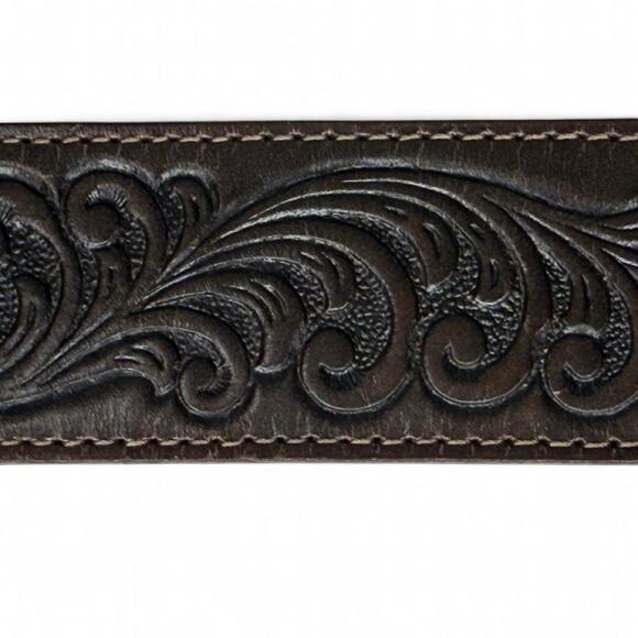Great American Buckle Co Vintage 1982 Country Music Western Leather Belt Sz 44 main image 6